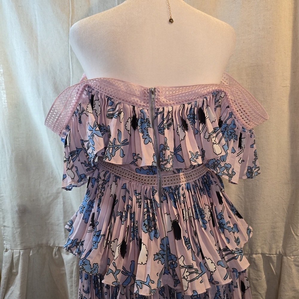 Self-Portrait Pink and White Dress - Picture 10 of 12